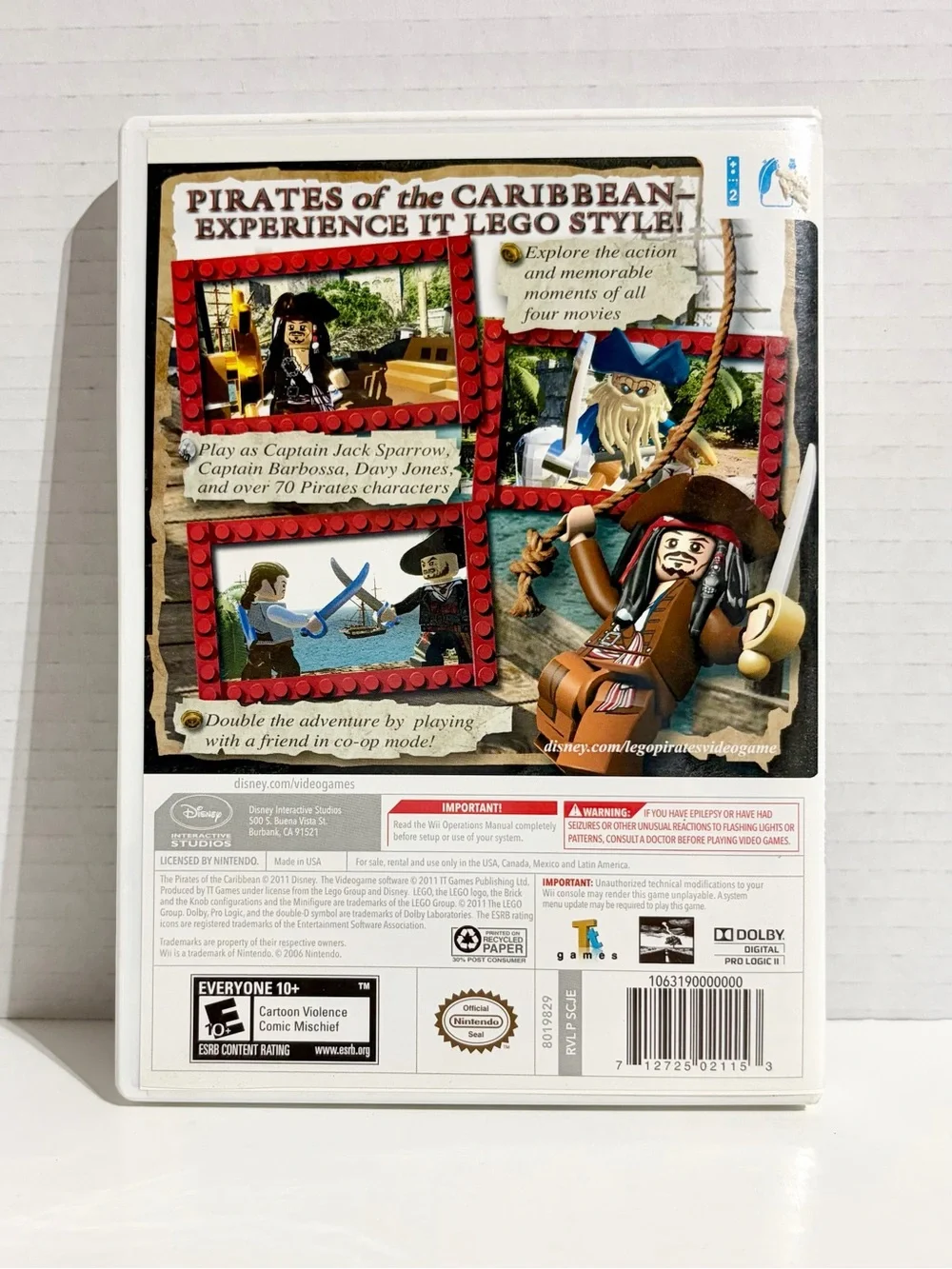 Wii LEGO Pirates of the Caribbean Nintendo 2011 Video Game Complete Manual Disc